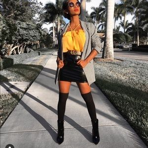 Latex high waisted mini skirt